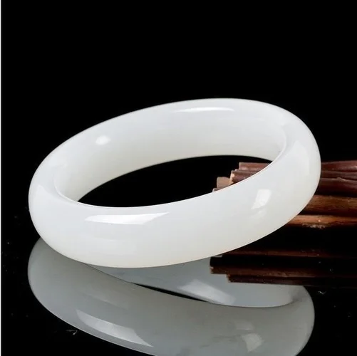 Women Fashion Jewellery - Oryginalna naturalna biel Jade bransoletka bransoletka