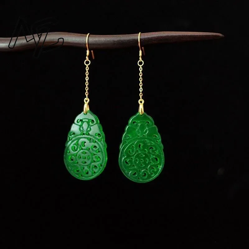 Women Fashion Jewellery - 925 srebro naturalna zieleń Jade Hollow
