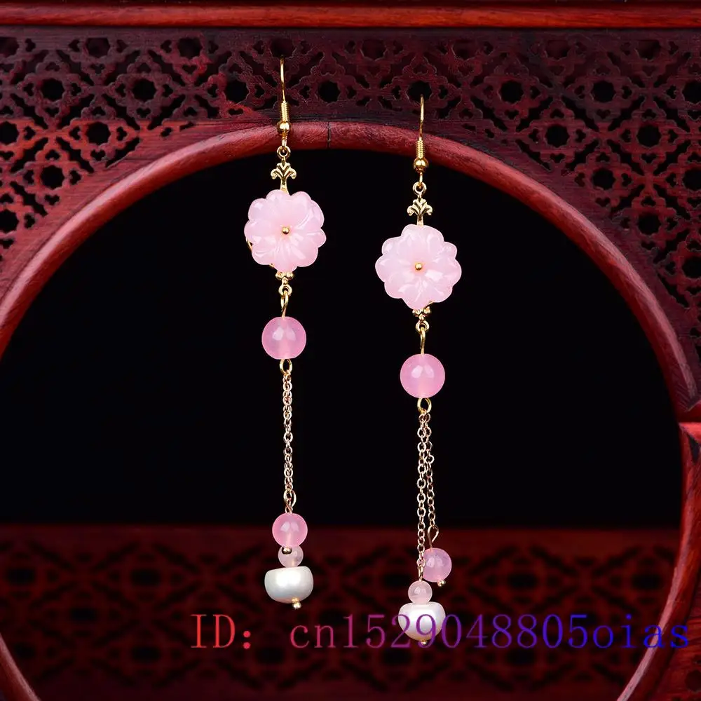 Women Fashion Jewellery - Różowe kolczyki z jadeitem w kształcie