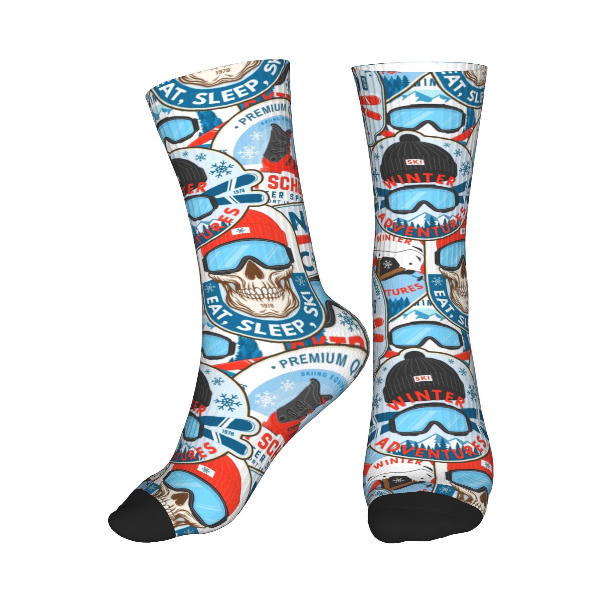 Women Fashion Youtube - Skarpetki Vintage Red Blue Ski Club