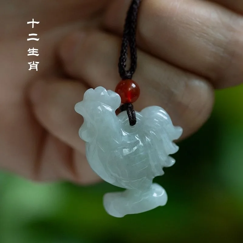 Women Fashion Jewellery - Naturalny szmaragd chiński trójwymiarowy zodiak naszyjnik