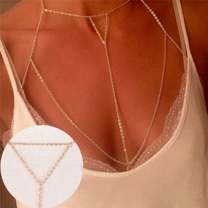 Women'S Fashion Harness - Złote srebrne modne ogniwo stanik z