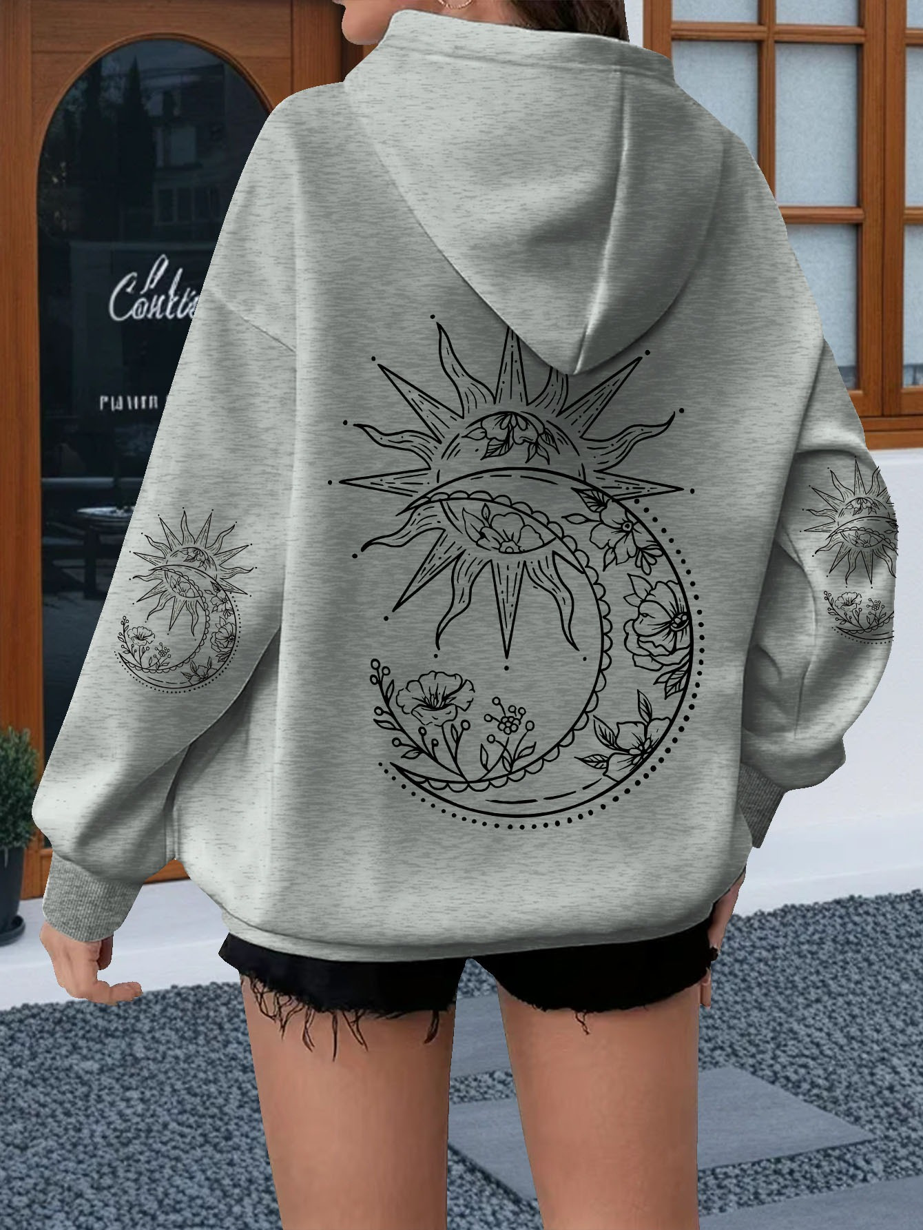 Hoodie Women Oversized - Damska bluza z kapturem z nadrukiem