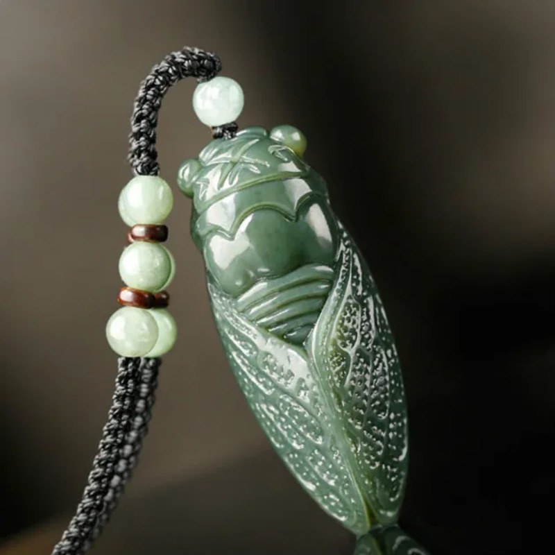 Women Fashion Jewellery - Naturalny Hetian Jade cykada wisiorek naszyjnik