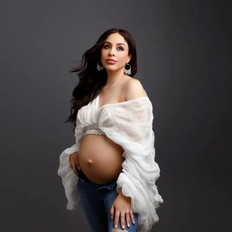 Women Fashion Photoshoot - Rekwizyty do fotografii ciążowej Topy Koszule