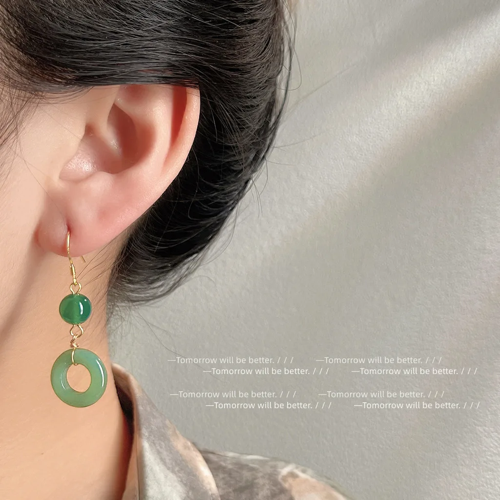 Women Fashion Jewellery - Zielone kolczyki z prawdziwego jadeitu Szczęśliwy