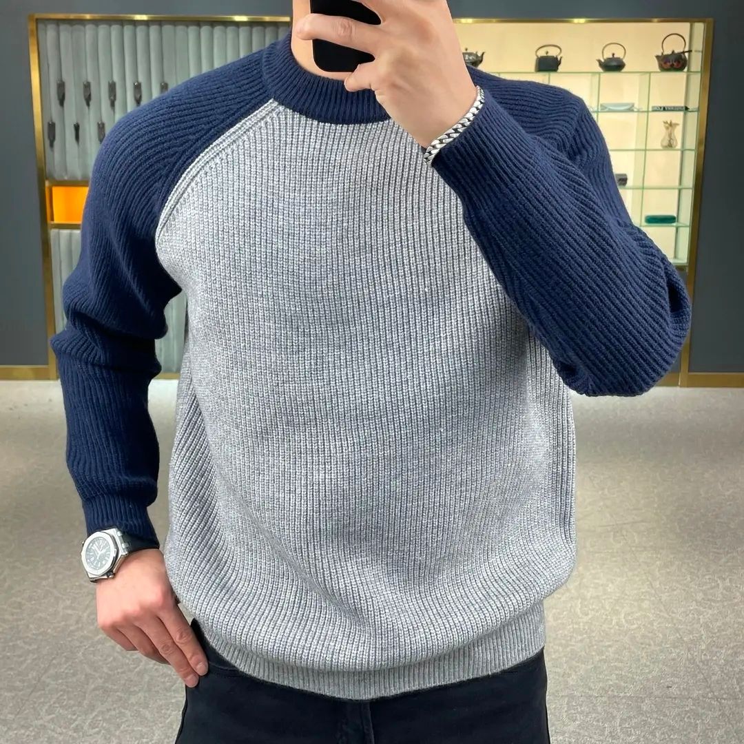 Ribbed Knit Sweater - Jesienny i zimowy modny, ciepły, blokowany