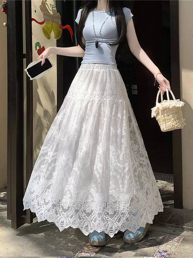 A-Line Skirt Midi - Damska spódnica midi plus size z