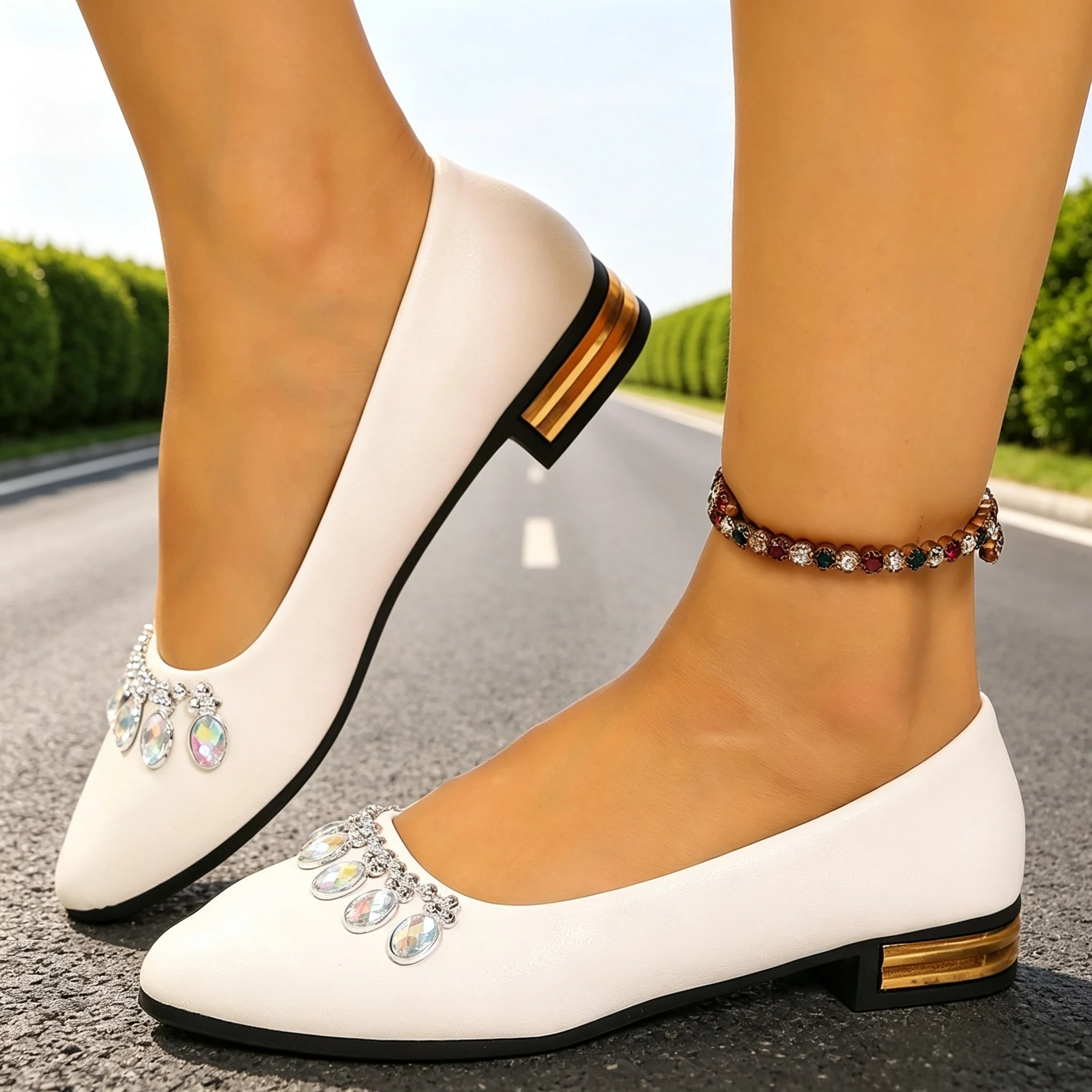 Women'S Fashion Footwear - Damskie baleriny z ostrym noskiem, duże