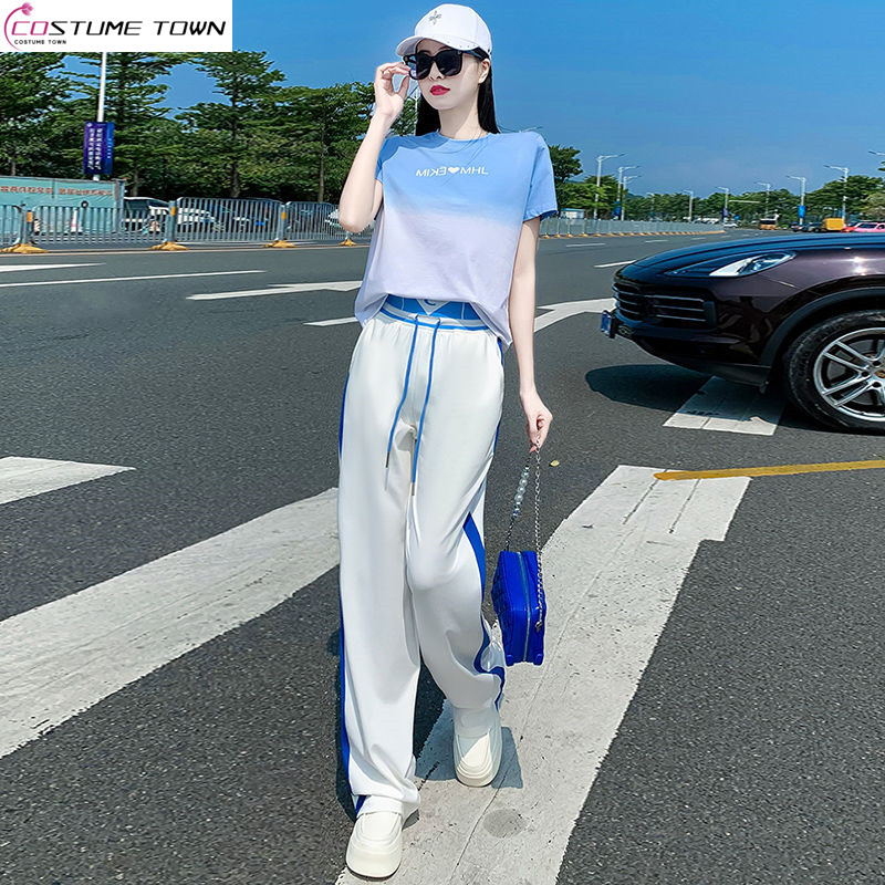 Wide Leg Palazzo Pants - Letnia, wysokiej klasy modna koszulka z