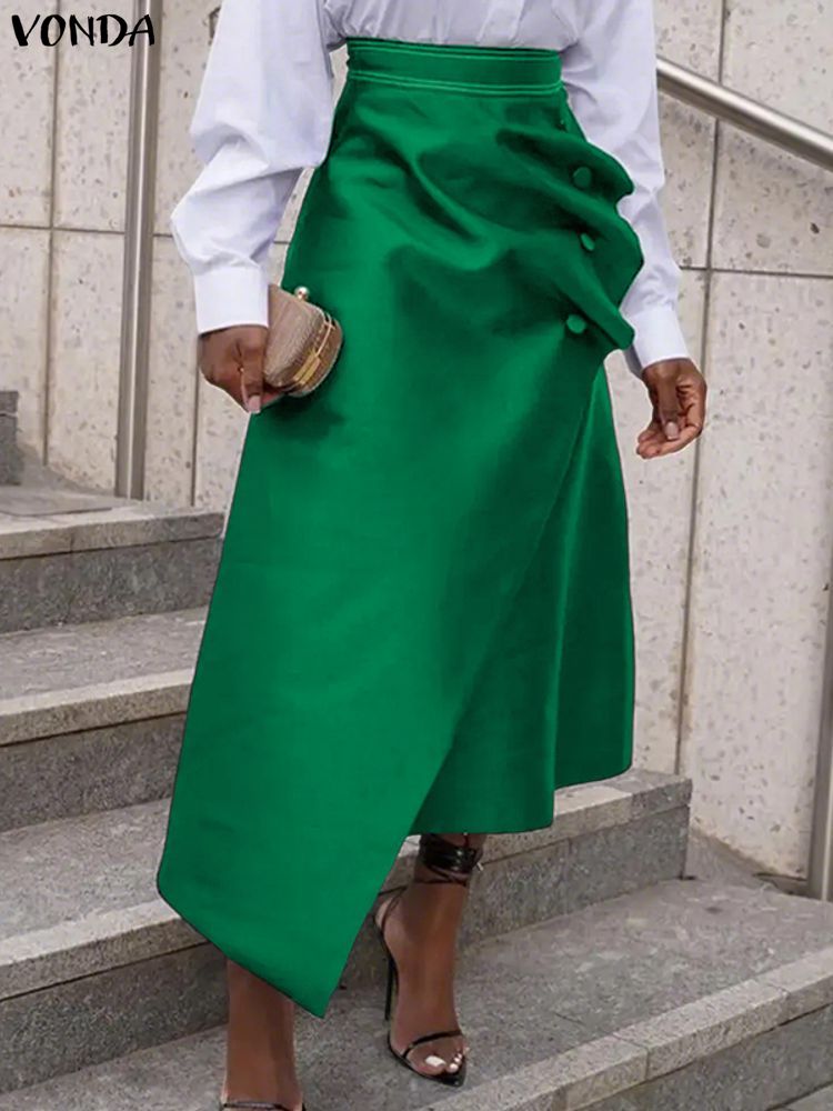 A-Line Skirt Midi - Spódnice satynowe plus size VONDA Eleganckie