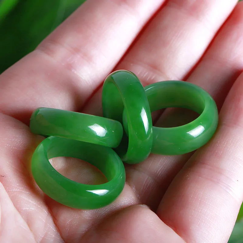Women Fashion Jewellery - Naturalna zieleń Hetian Jade pierścień chiński
