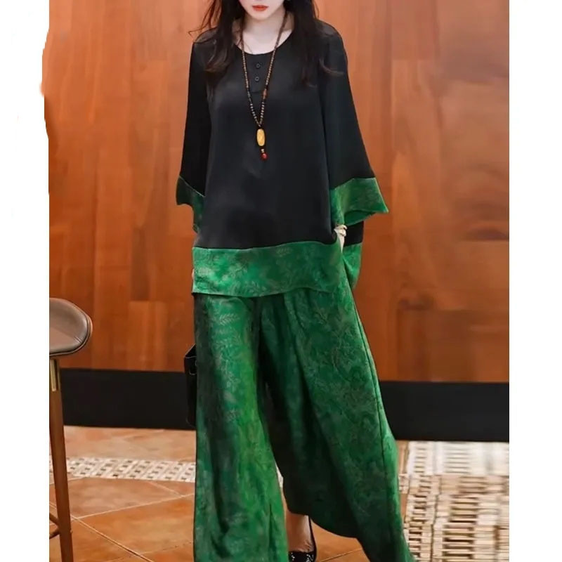 Letni damski luźny satynowy st – Wide Leg Palazzo Pants recenzja i cena