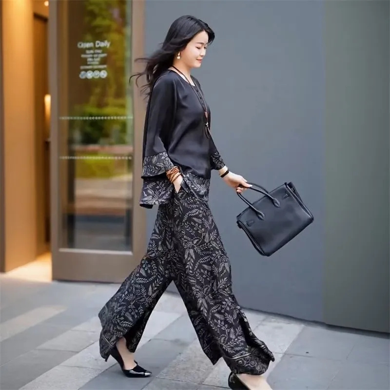Letni damski luźny satynowy st – Wide Leg Palazzo Pants recenzja i cena