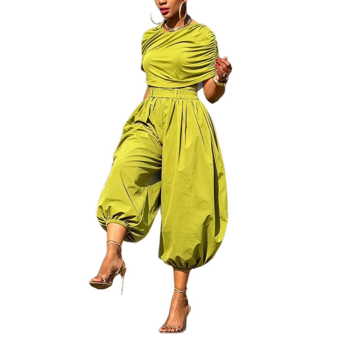 Dwuczęściowy zestaw: marszczon – Wide Leg Palazzo Pants recenzja i cena