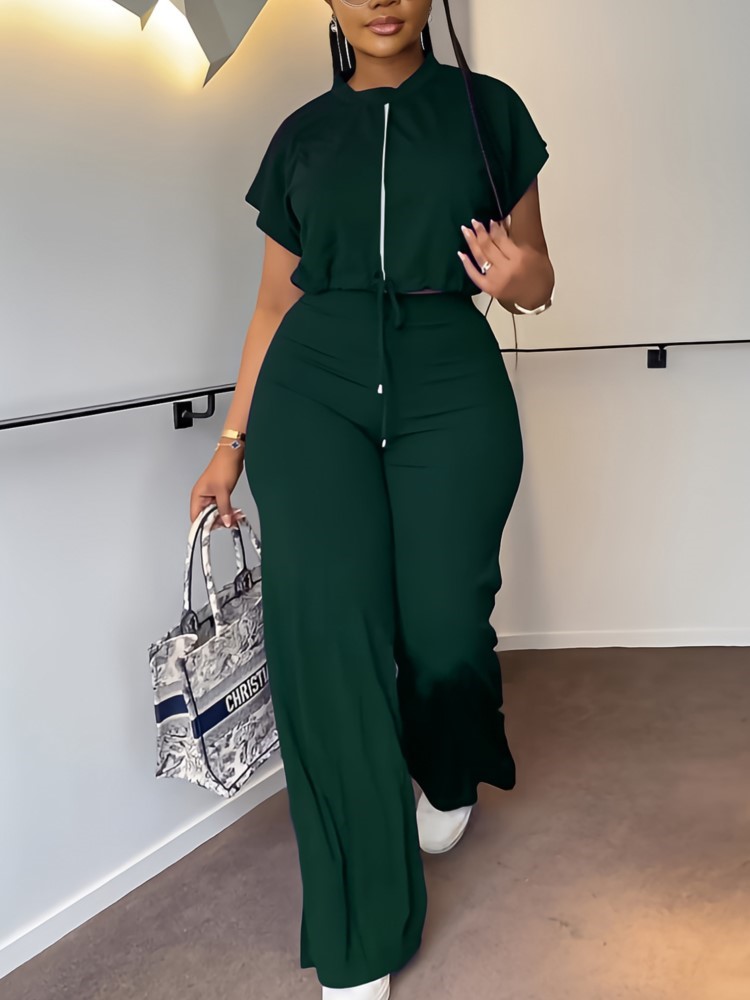 Damski zestaw z krótkim rękawe – Wide Leg Palazzo Pants recenzja i cena