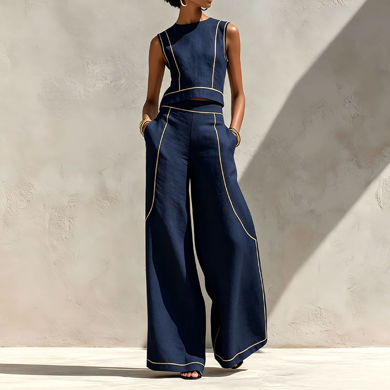 Damski dwuczęściowy komplet w  – Wide Leg Palazzo Pants recenzja i cena