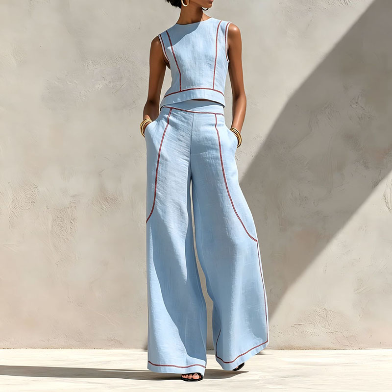 Damski dwuczęściowy komplet w  – Wide Leg Palazzo Pants recenzja i cena
