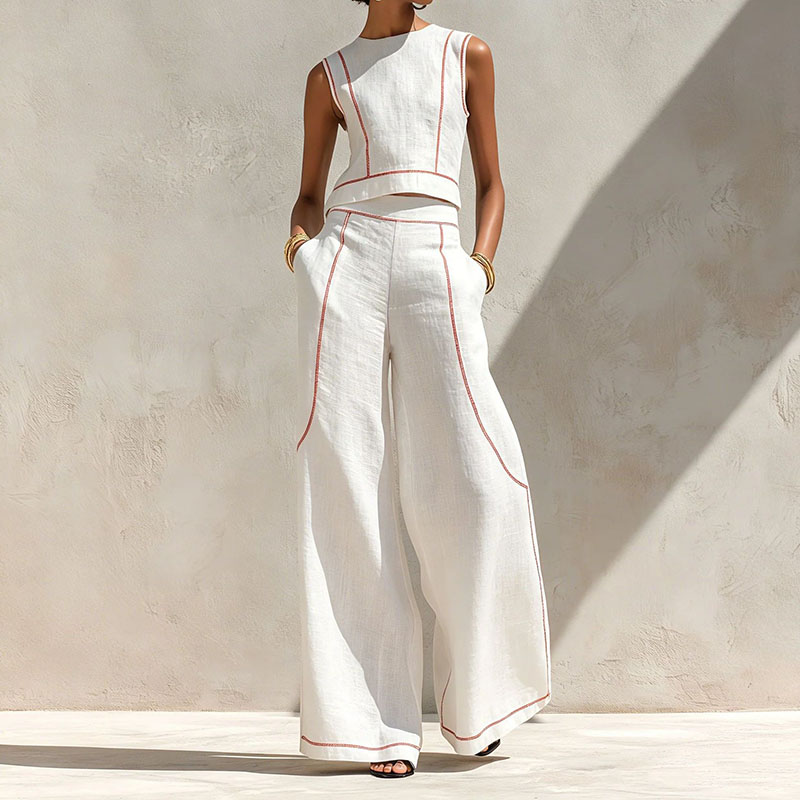 Damski dwuczęściowy komplet w  – Wide Leg Palazzo Pants recenzja i cena