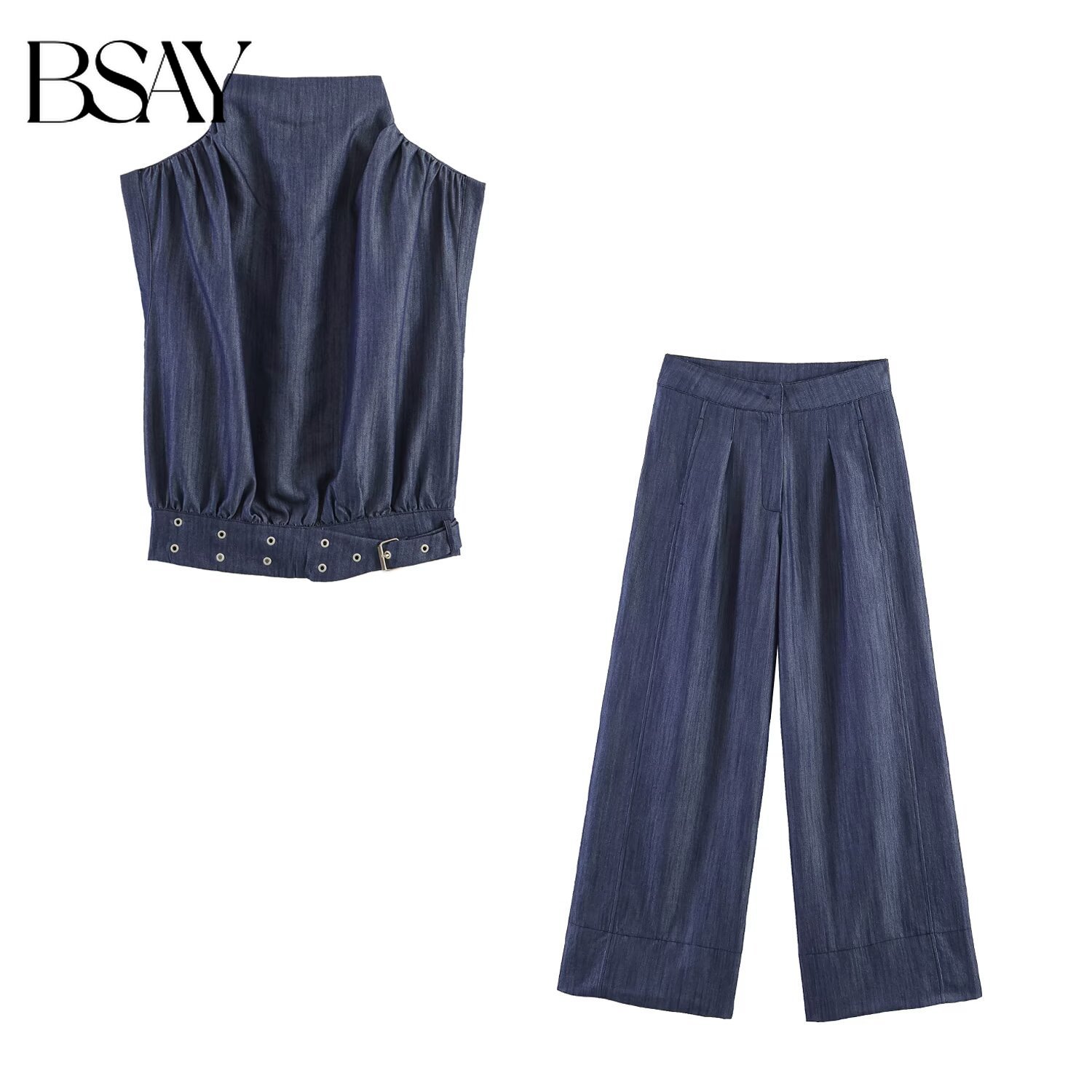 Damski dwuczęściowy zestaw BSA – Wide Leg Palazzo Pants recenzja i cena
