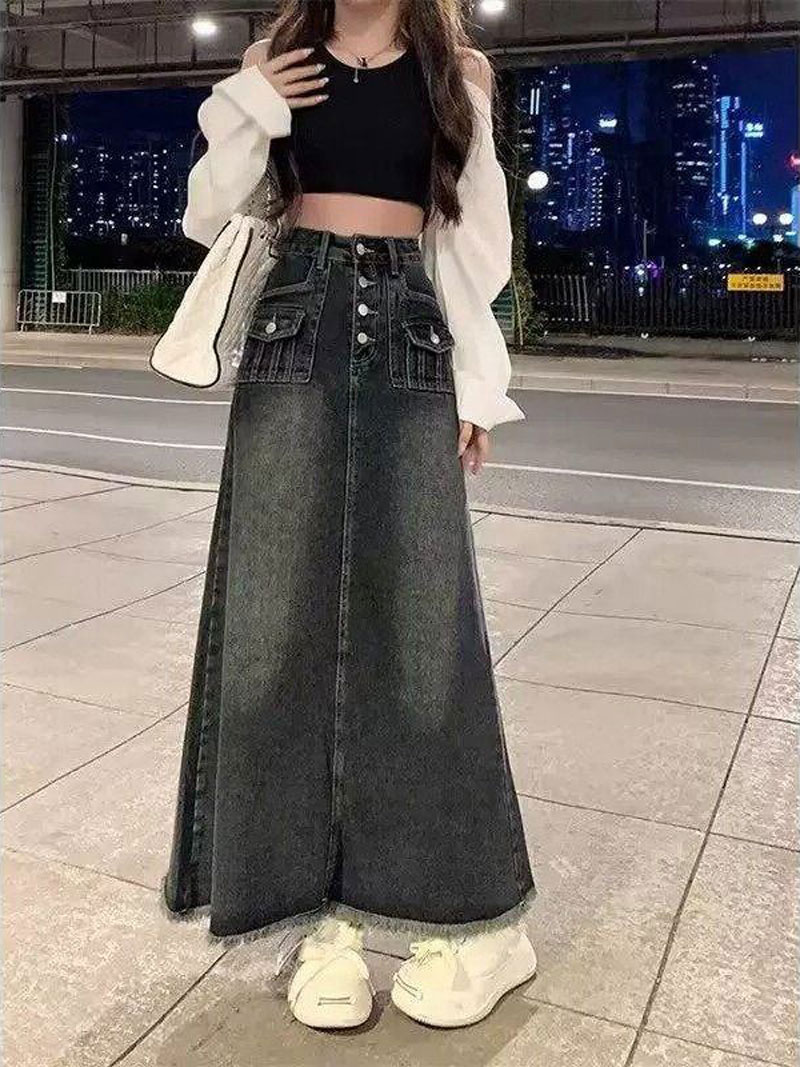 Dżinsowa spódnica midi z wysok – A-Line Skirt Midi recenzja i cena