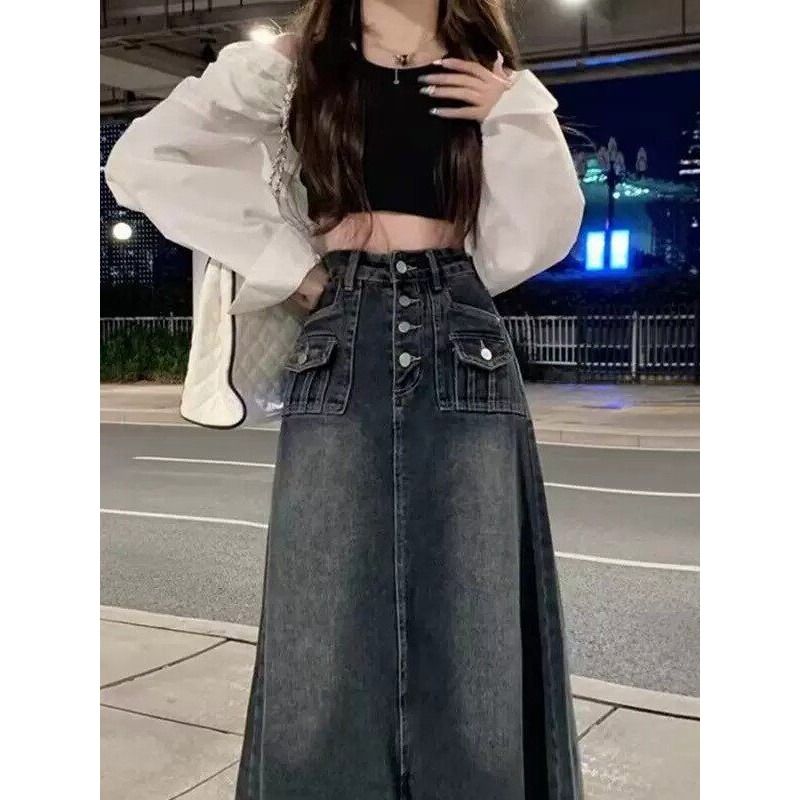 Dżinsowa spódnica midi z wysok – A-Line Skirt Midi recenzja i cena