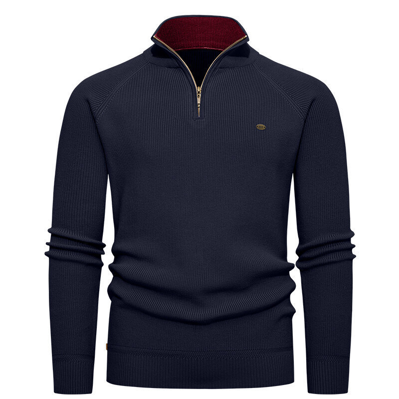 Męski jasnoniebieski sweter z  – Ribbed Knit Sweater recenzja i cena