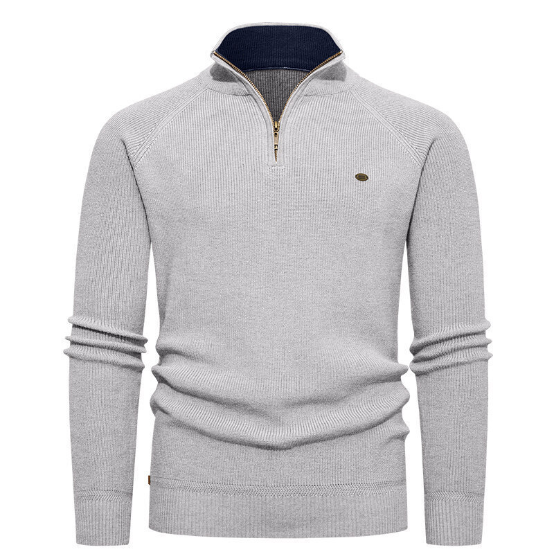 Męski jasnoniebieski sweter z  – Ribbed Knit Sweater recenzja i cena