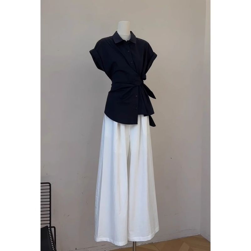 Damski letni czarny komplet z  – Wide Leg Palazzo Pants recenzja i cena
