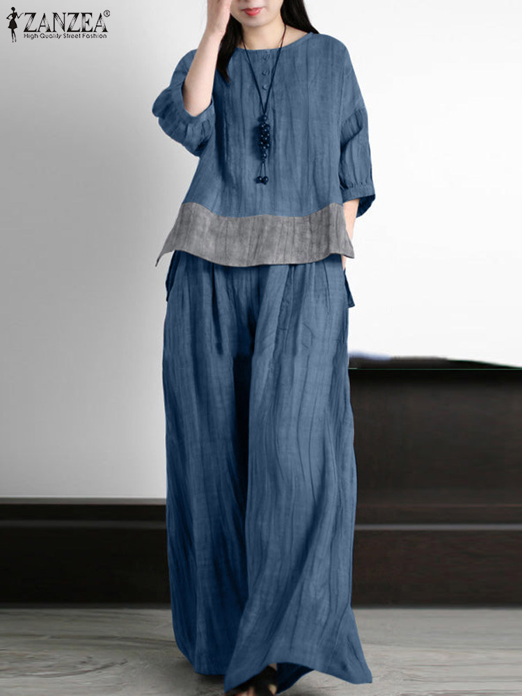 ZANZEA Summer Vintage Matching – Wide Leg Palazzo Pants recenzja i cena