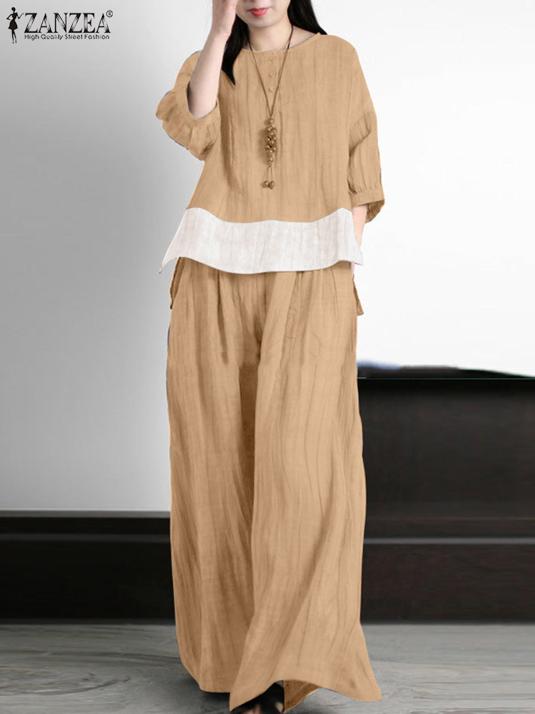 ZANZEA Summer Vintage Matching – Wide Leg Palazzo Pants recenzja i cena