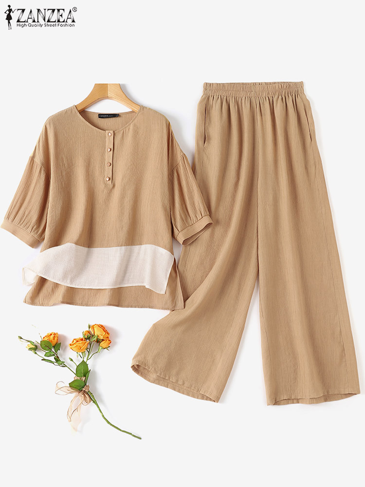 ZANZEA Summer Vintage Matching – Wide Leg Palazzo Pants recenzja i cena