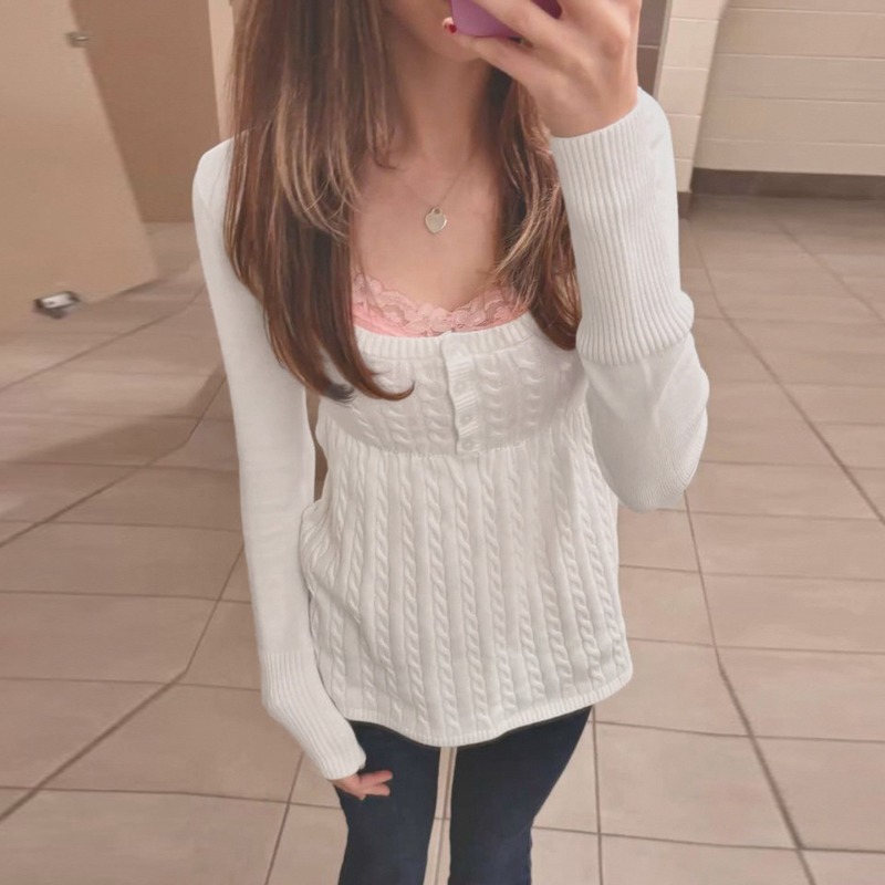 Biały sweter z dzianiny Tuular – Ribbed Knit Sweater recenzja i cena