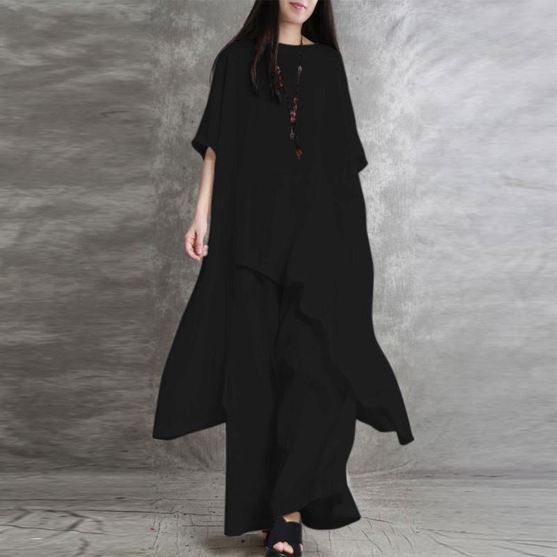 Damskie bawełniane lniane 2-cz – Wide Leg Palazzo Pants recenzja i cena