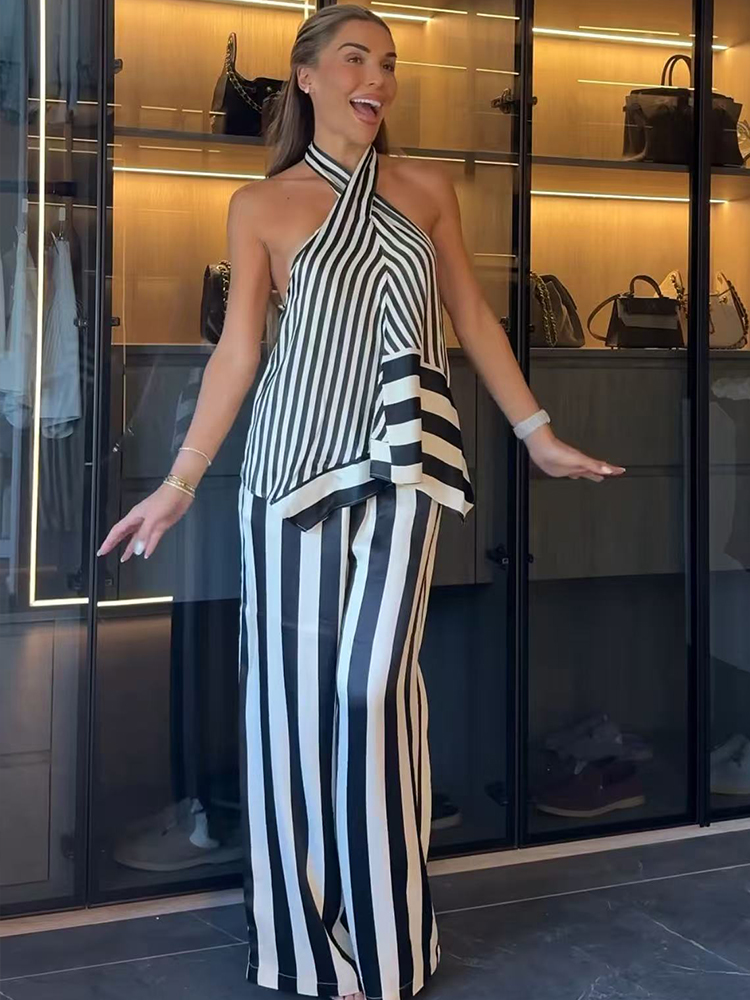 Damski zestaw TFMLN 2026: Top  – Wide Leg Palazzo Pants recenzja i cena