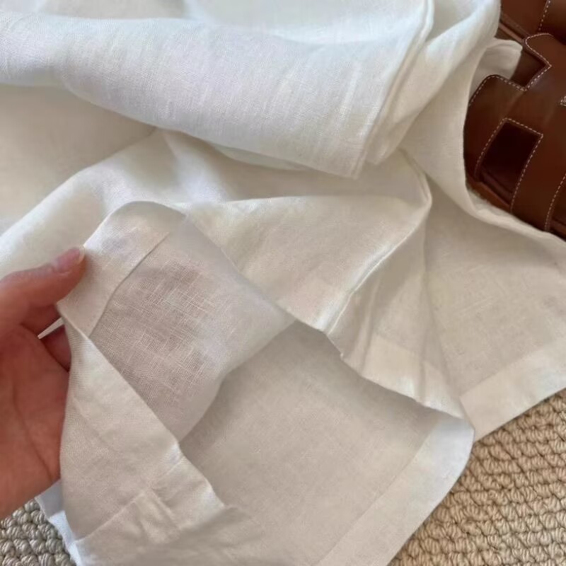 Koreański biały lniany komplet – Wide Leg Palazzo Pants recenzja i cena