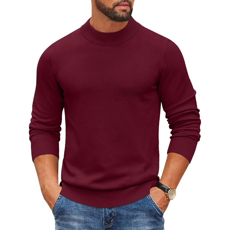 Męski sweter z golfem, prążkow – Ribbed Knit Sweater recenzja i cena