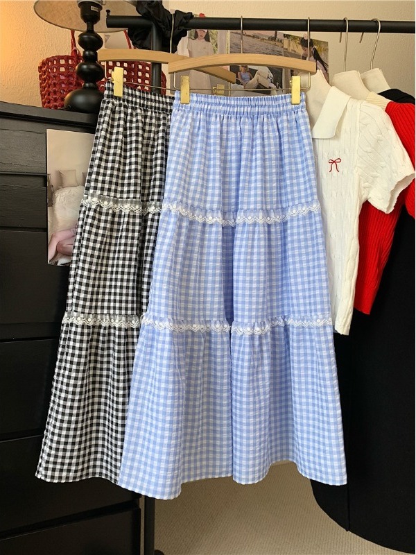 Spódnica midi w kratę z koronk – A-Line Skirt Midi recenzja i cena