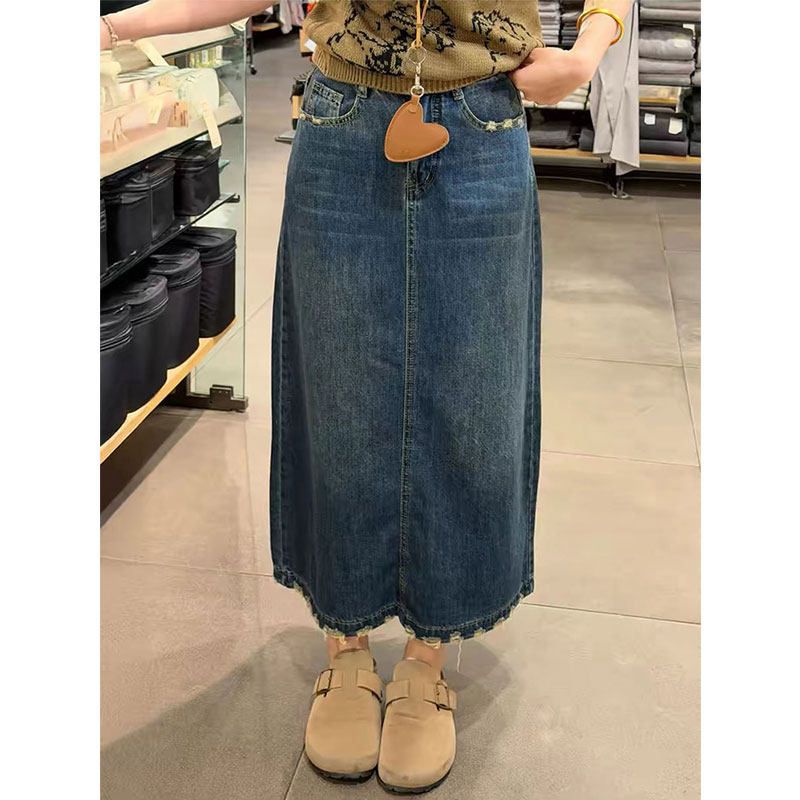 Dżinsowa spódnica z falbanką i – A-Line Skirt Midi recenzja i cena
