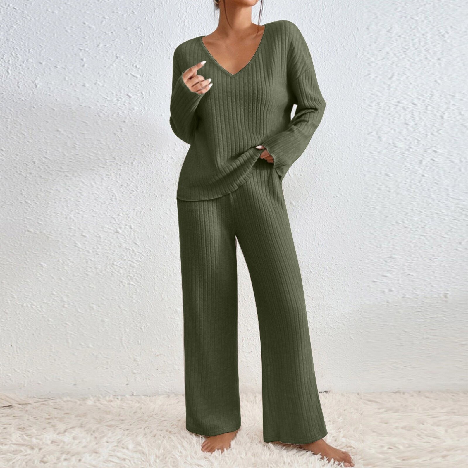 Damski jesienny sweter z dekol – Ribbed Knit Sweater recenzja i cena